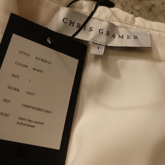 NWD Womens Chris Gramer Ivory White Chest Pockets Button Top Blouse 1 US/M * - Picture 10 of 13
